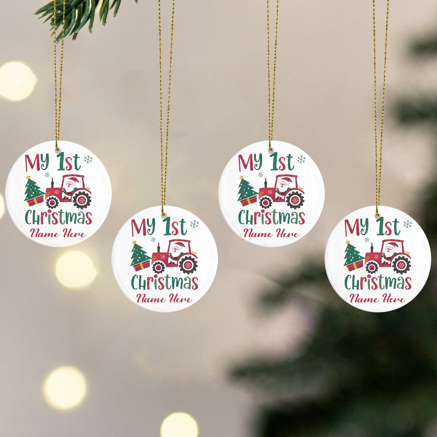 1st Christmas Christmas Ornaments Custom Name Santa Gift