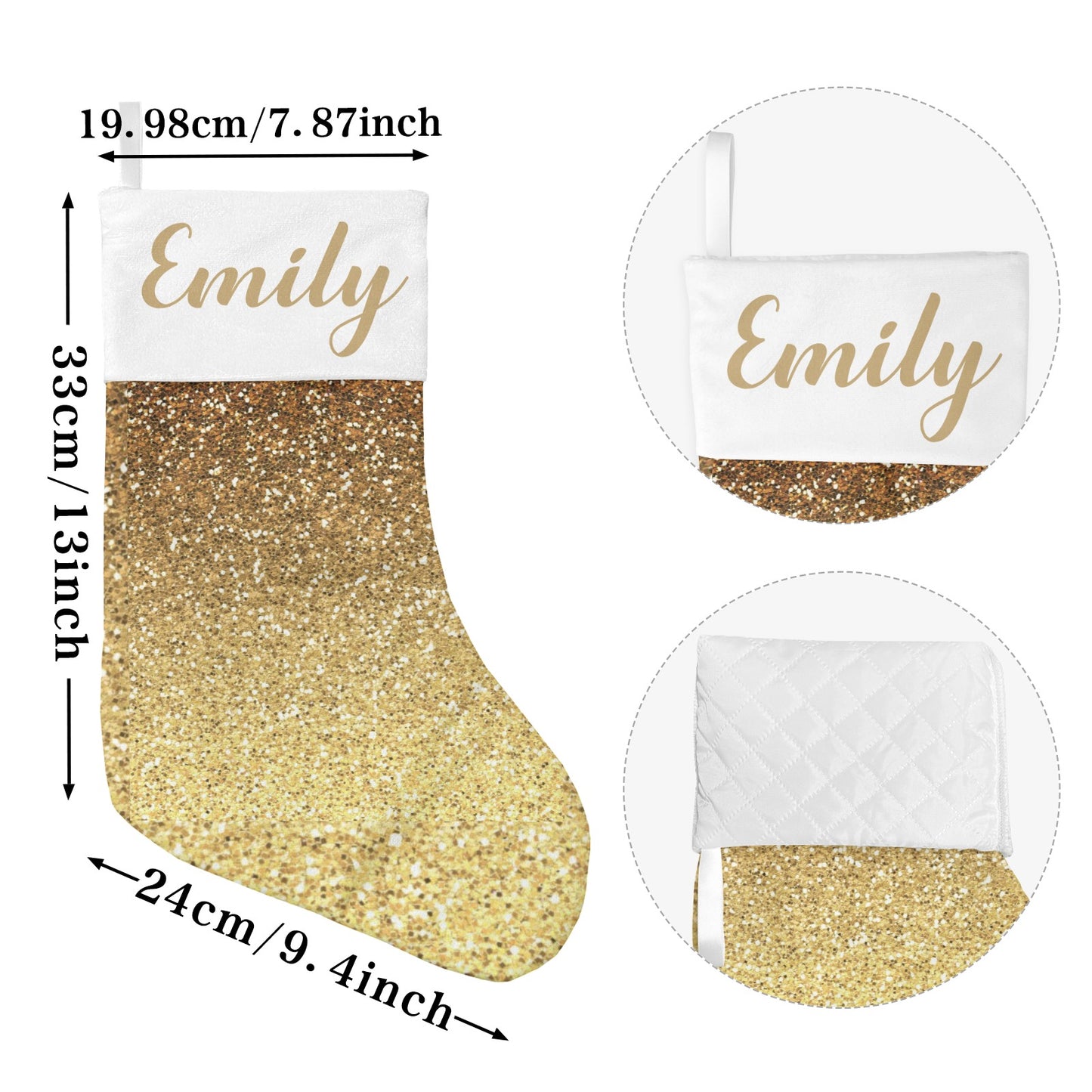 Gold Glitter Christmas Stocking Custom Name Christmas Socks Gift