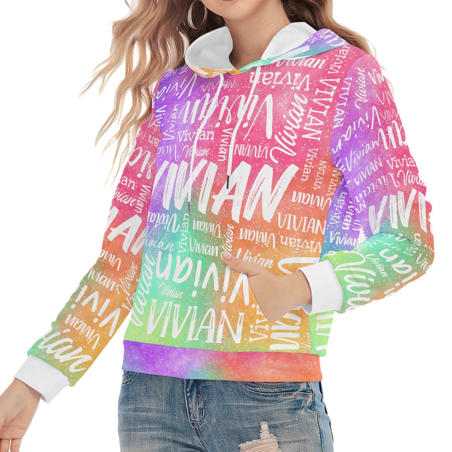 Rainbow Unisex Heavy Blend Hoodie Customized Hooded Sweatshirt with Name Women and Girl