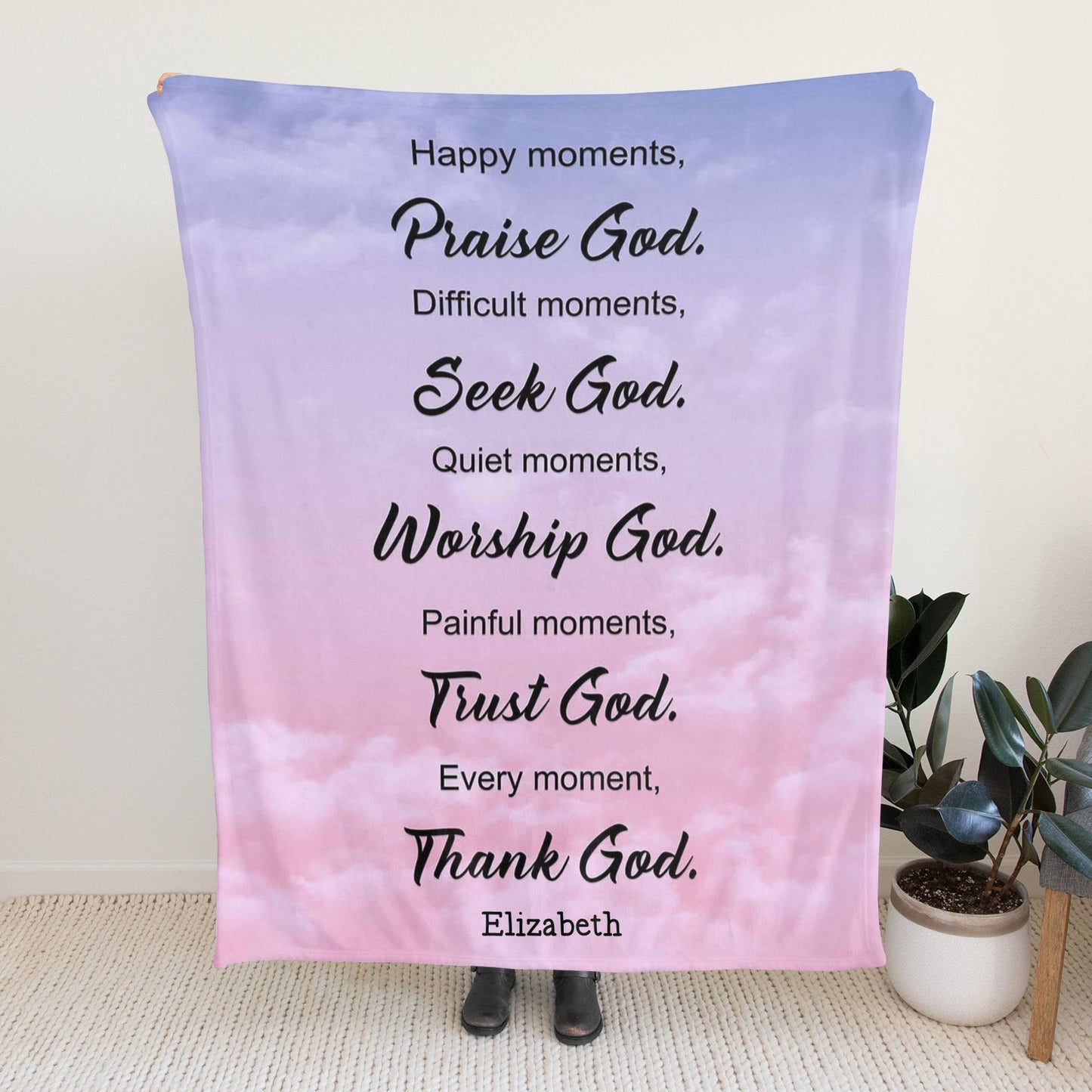 Praise God Flannel Blanket Custom Name Blanket Gift for Men Women