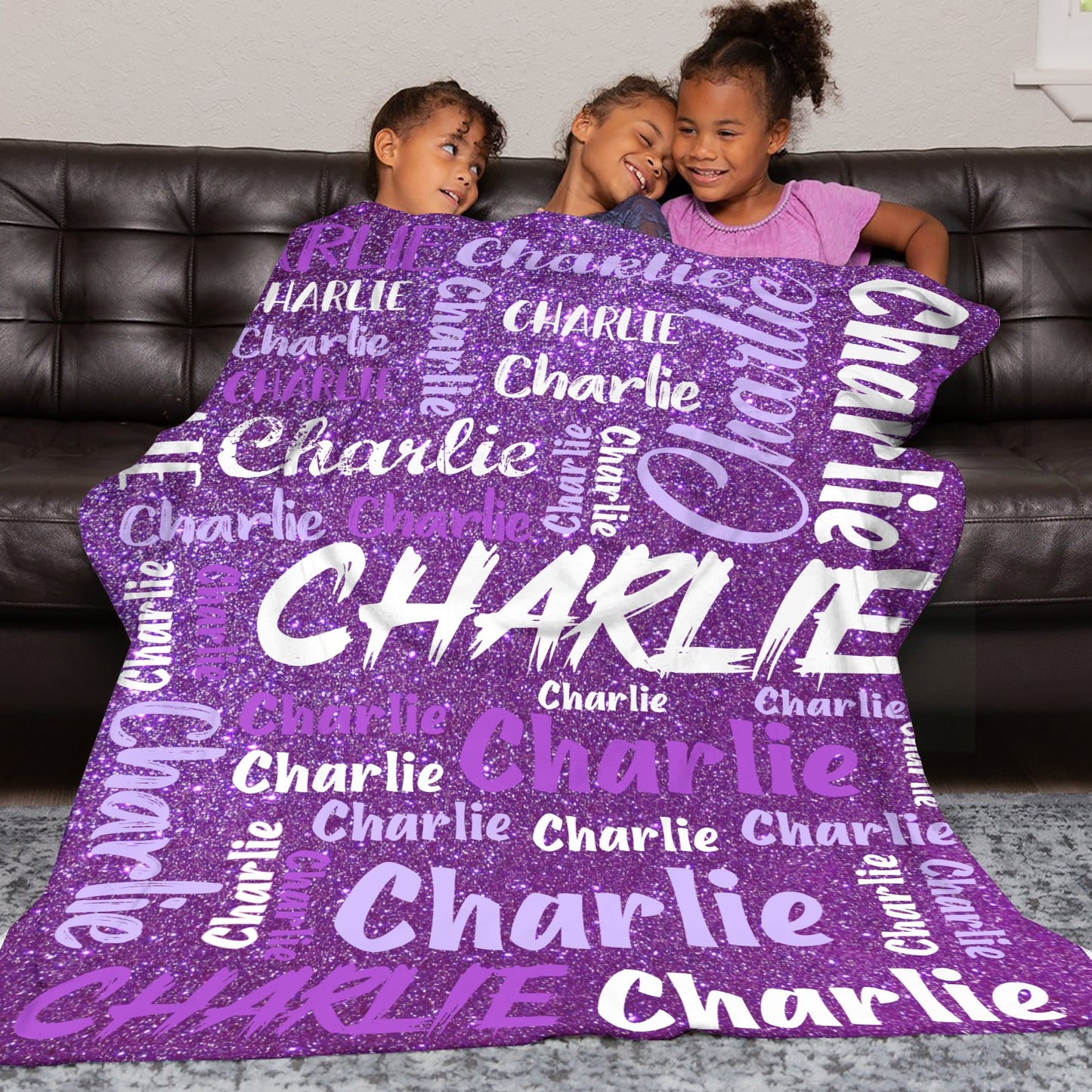 Purple Flannel Blanket Custom Name Blanket Gift for Men Women