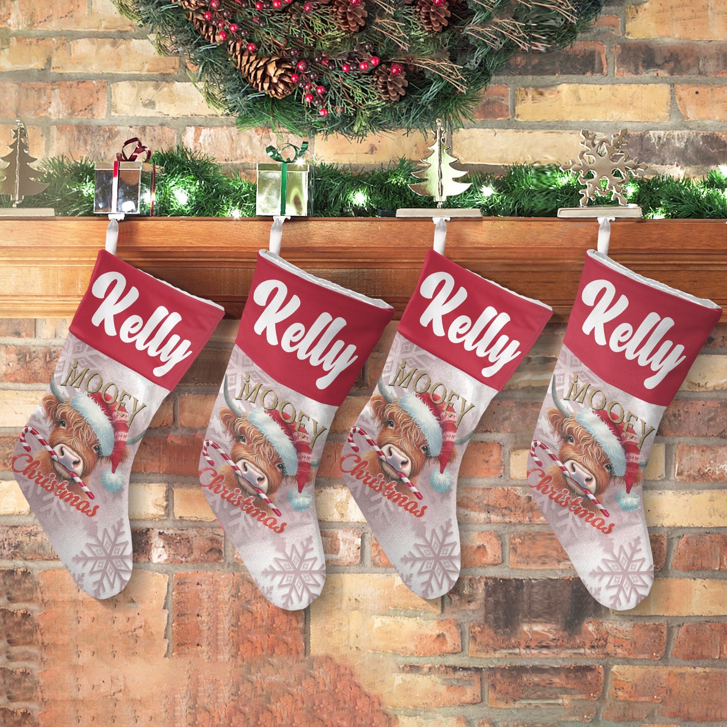 Cow Christmas Stocking Custom Name Santa Socks Gift