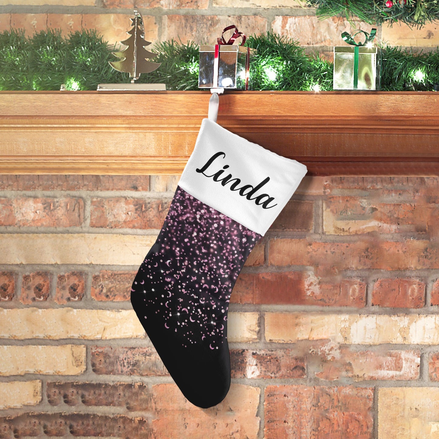 Black Christmas Stocking Custom Name Christmas Socks Gift