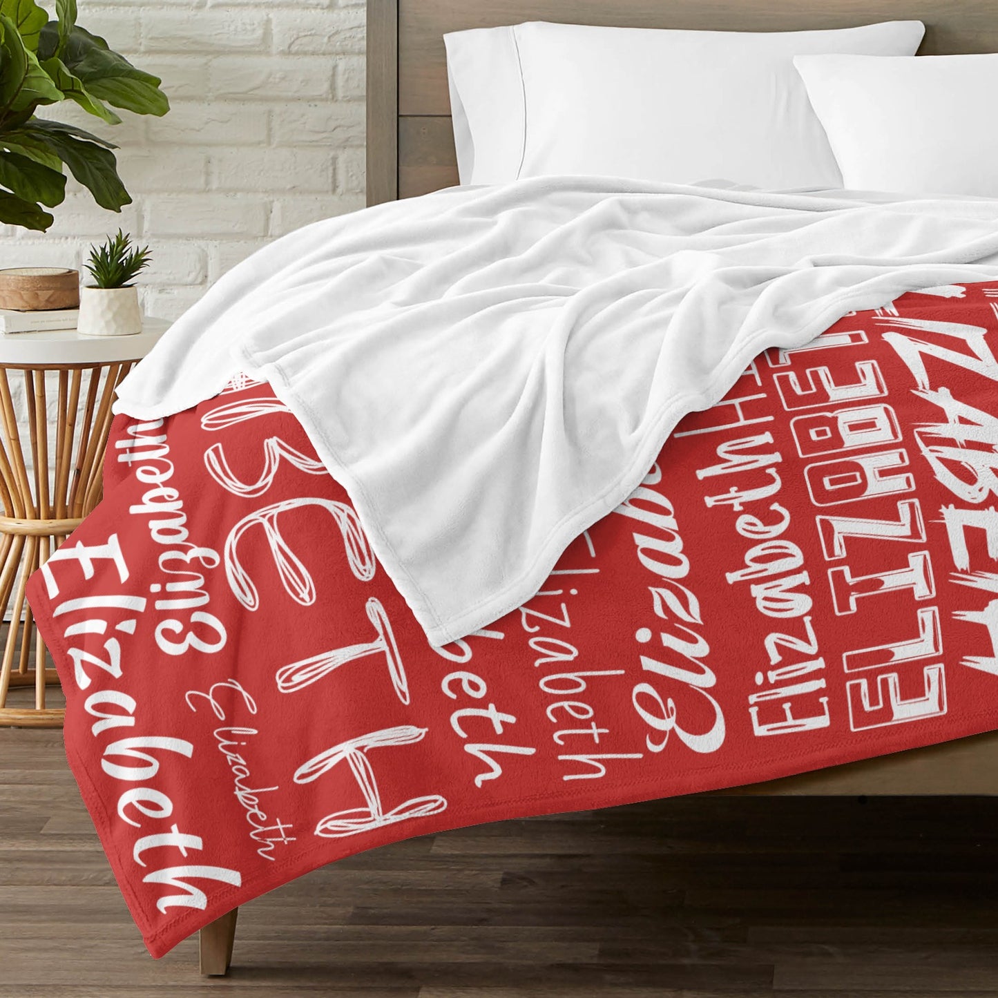Red Flannel Blanket Name Blanket Personalized Blanket for Adult Kids Flannel Customize Throw Blanket Custom