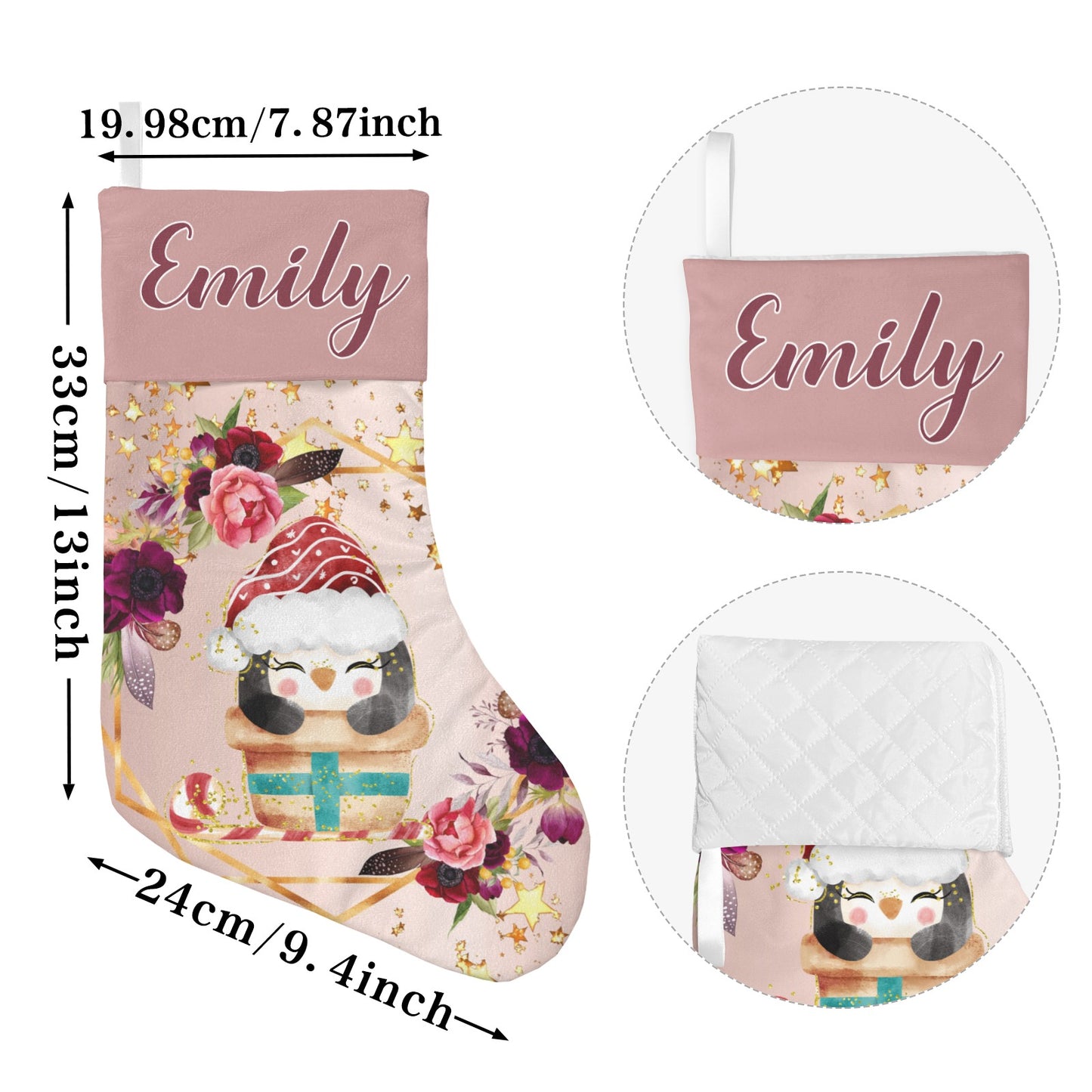 Penguin Christmas Stocking Custom Name Christmas Socks Gift