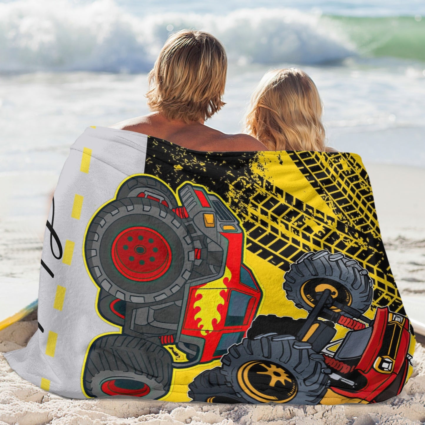 Truck Tractor Red Flannel Blanket Custom Name Blanket Gift for Men Women