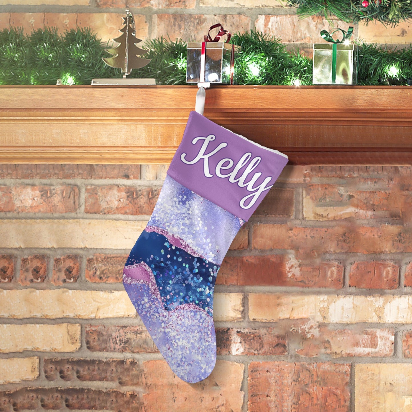 Purple Christmas Stocking Custom Name Santa Socks Gift