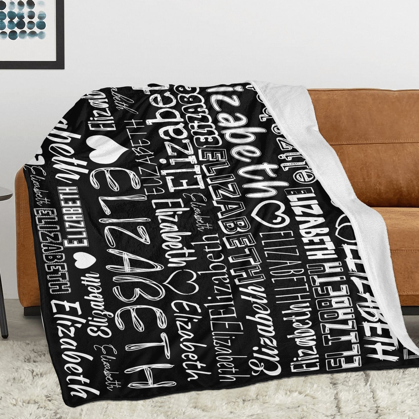 Black Flannel Blanket Name Blanket Personalized Blanket for Adult Kids Flannel Customize Throw Blanket Custom