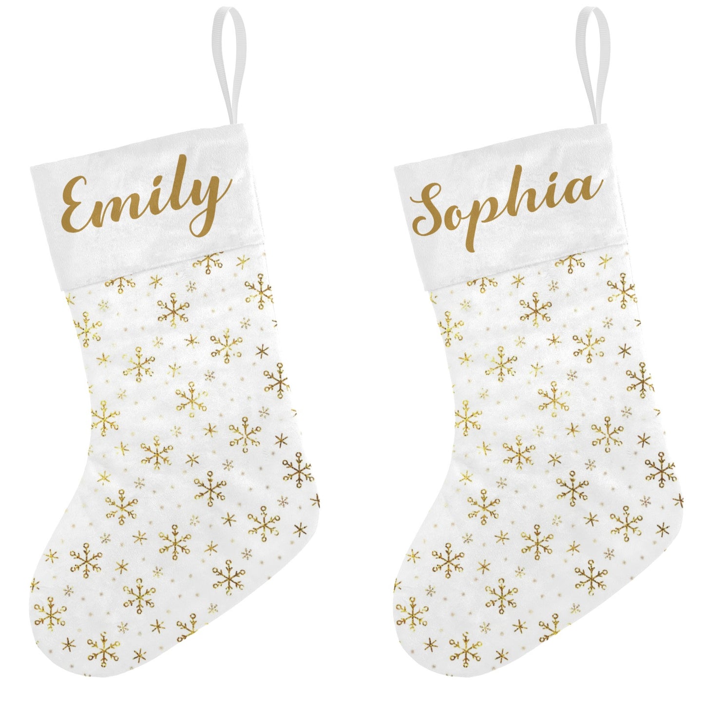 Gold Snowflakes Christmas Stocking Custom Name Christmas Socks Gift
