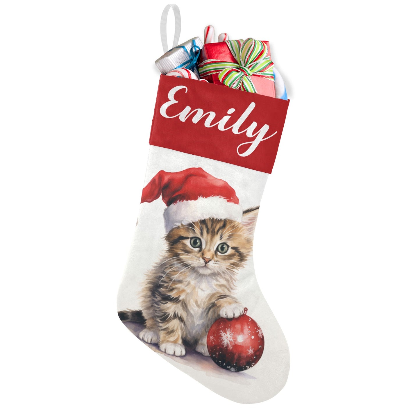 Christmas Cat Christmas Stocking Custom Name Christmas Socks Gift