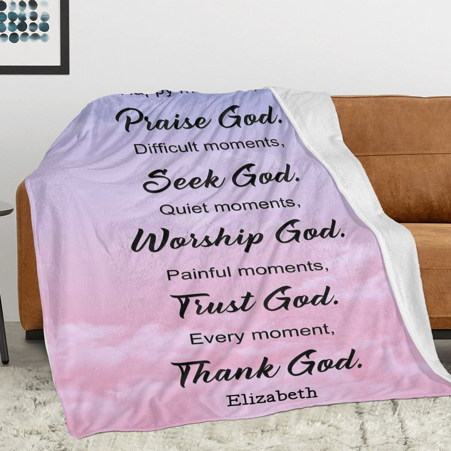 Praise God Flannel Blanket Custom Name Blanket Gift for Men Women