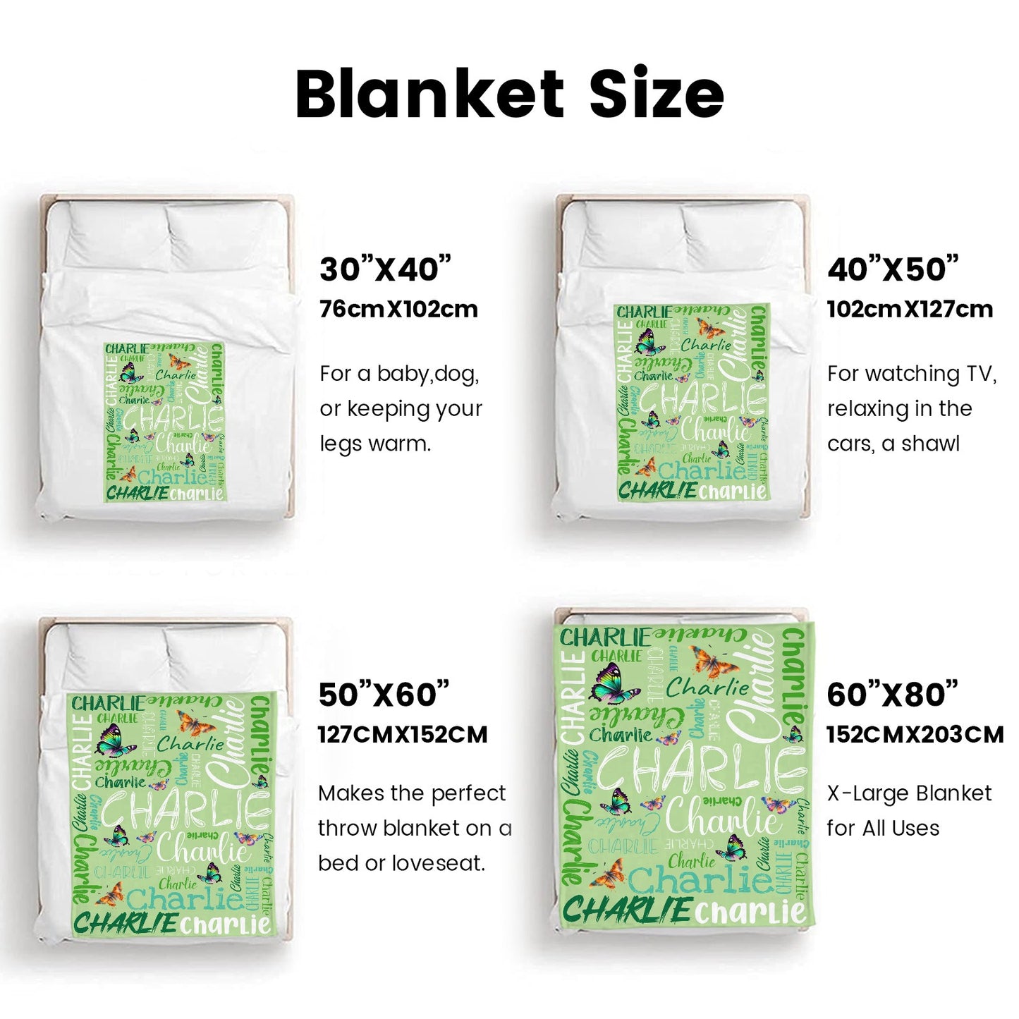Green Flannel Blanket Custom Name Blanket Gift for Men Women