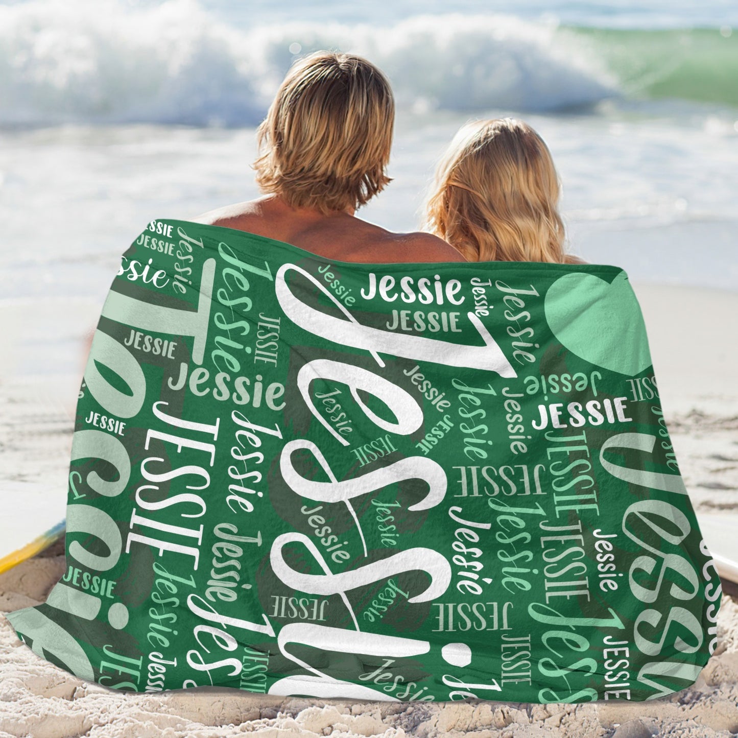 Green Flannel Blanket Custom Name Blanket Gift for Men Women