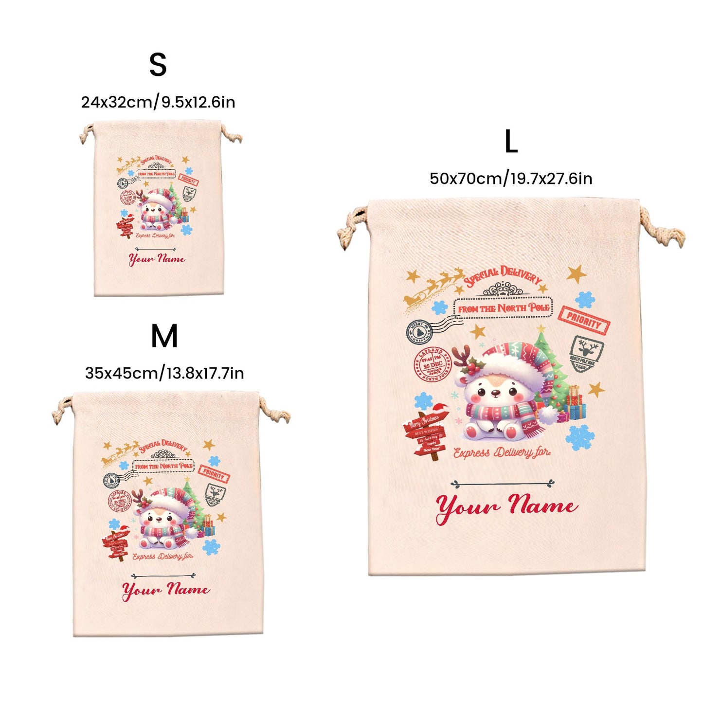 Fox Christmas Gift Bag Custom Santa Gift Bags your Name