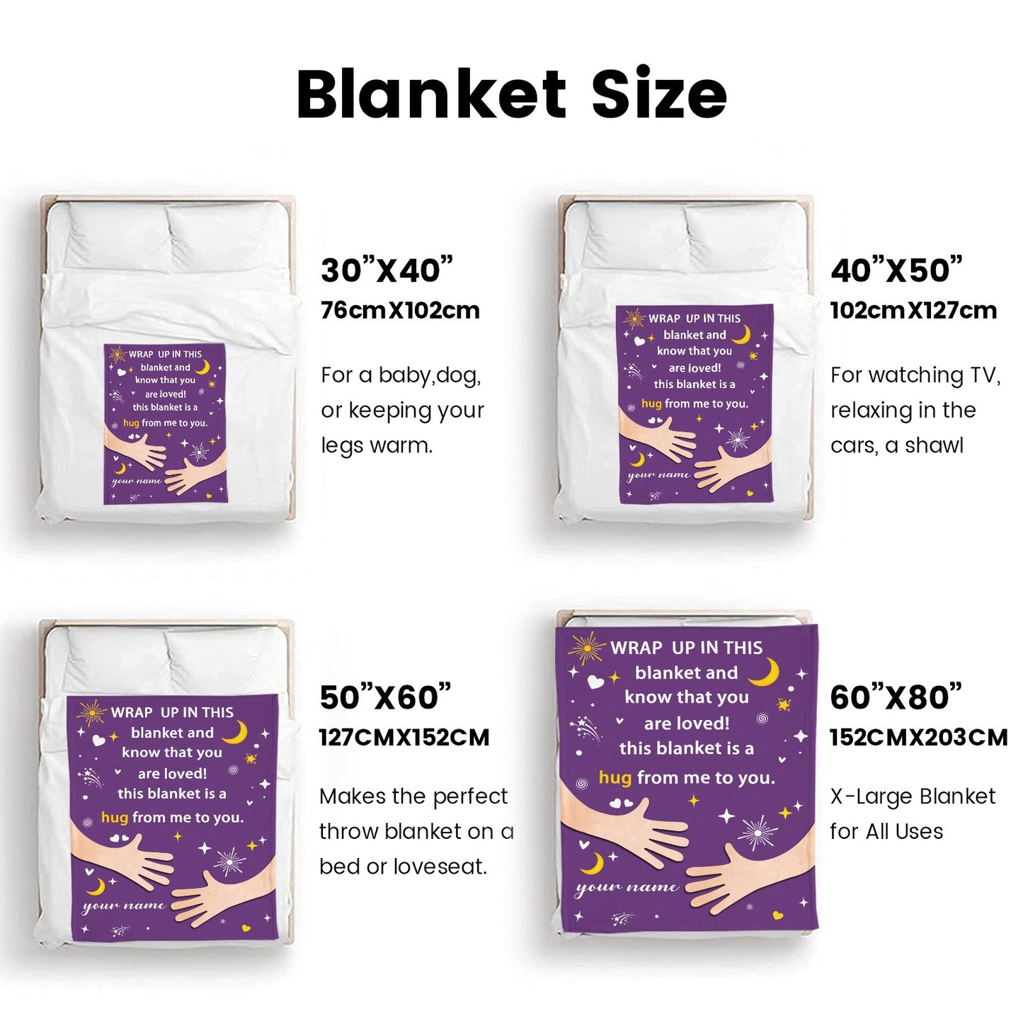 Purple Flannel Blanket Custom Name Blanket Gift for Men Women