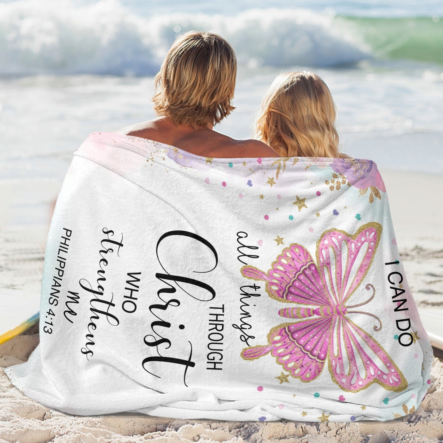 Butterfly Flannel Blanket Custom Name Blanket Gift for Men Women