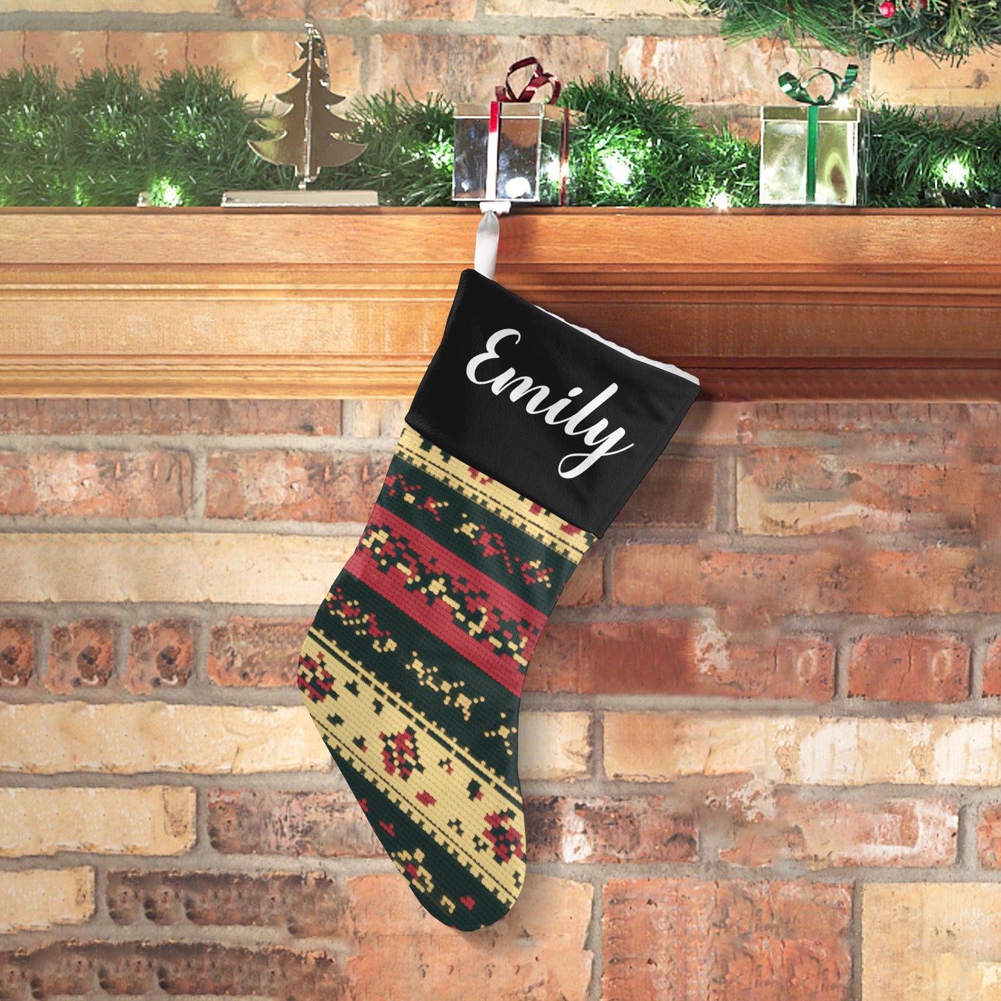 Black Christmas Stocking Custom Name Christmas Socks Gift