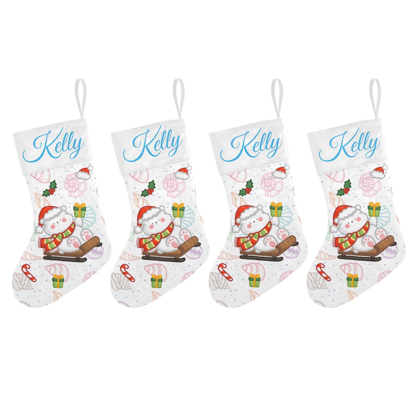Polar Bear Christmas Stocking Custom Name Santa Socks Gift