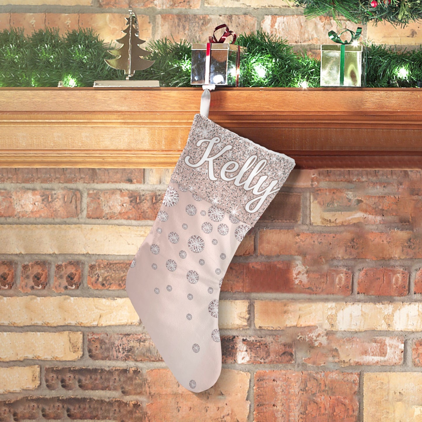 Diamond Christmas Stocking Custom Name Santa Socks Gift