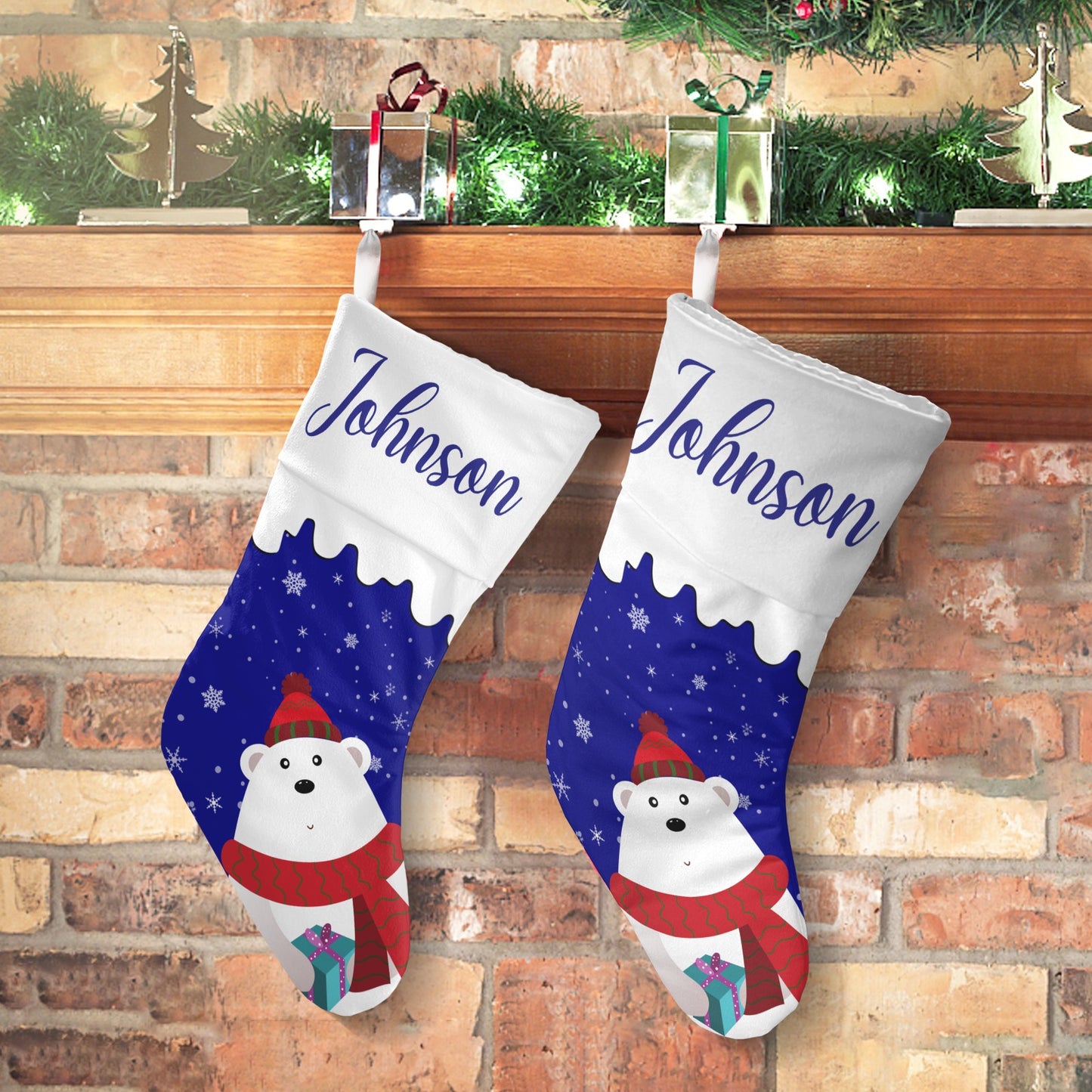 Christmas Bear Christmas Stocking Custom Name Christmas Socks Gift