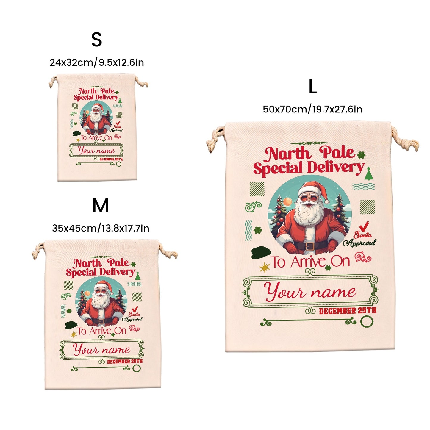 santa Christmas Gift Bag Personalized Christmas Wrapping Gift Bags