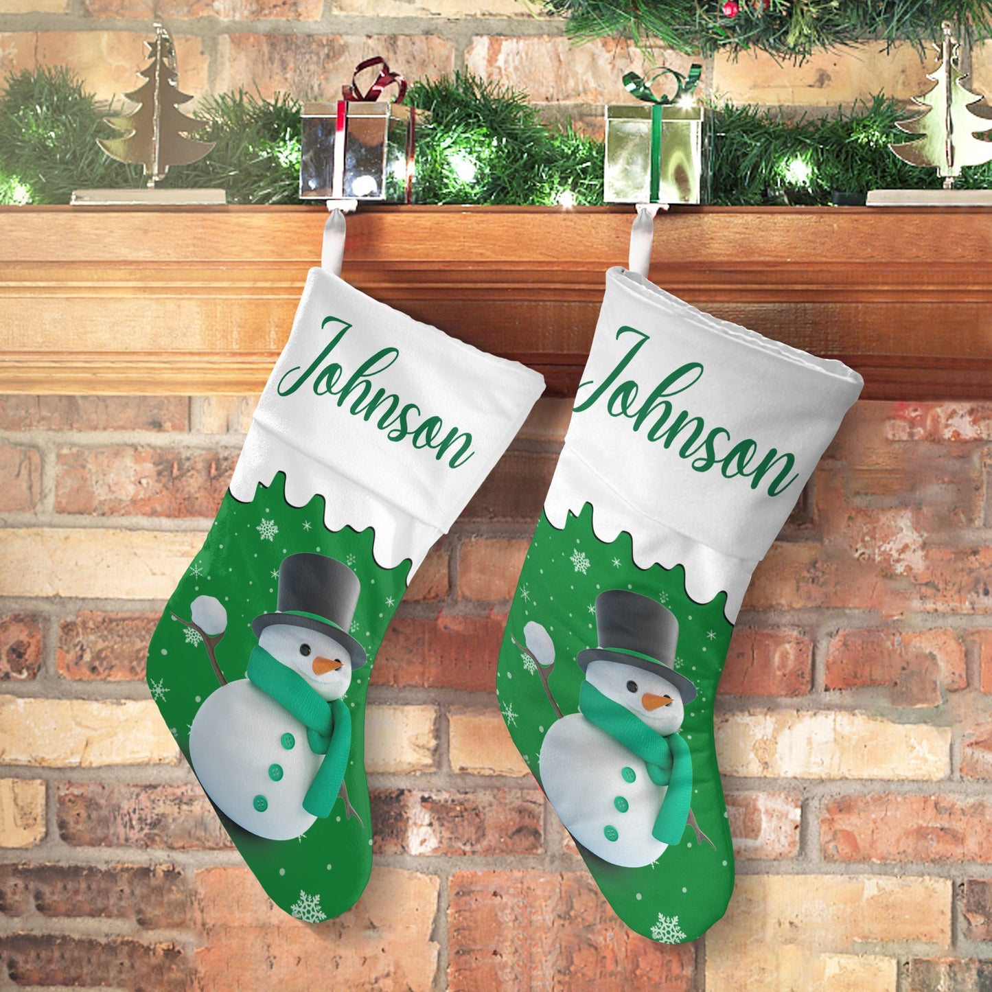Snowman Christmas Stocking Custom Name Christmas Socks Gift
