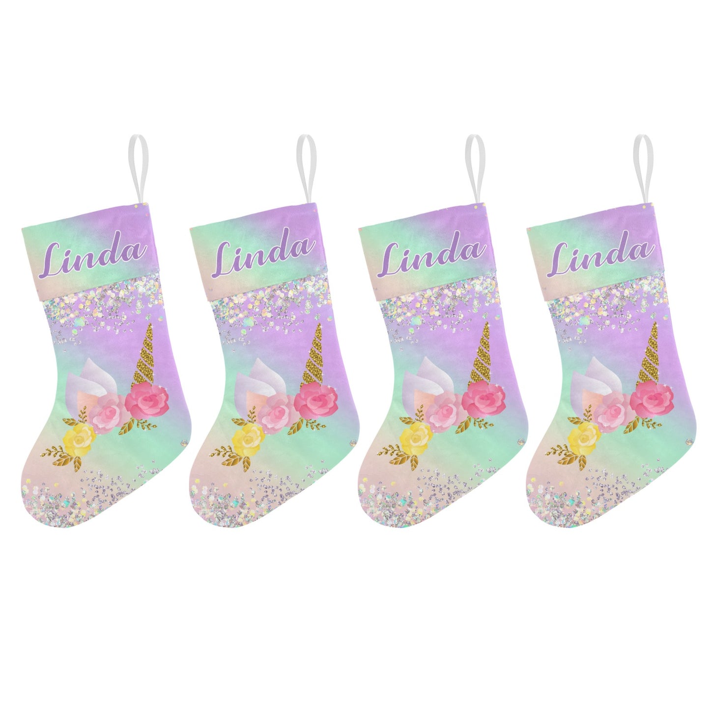 Unicorn Christmas Stocking Custom Name Christmas Socks Gift