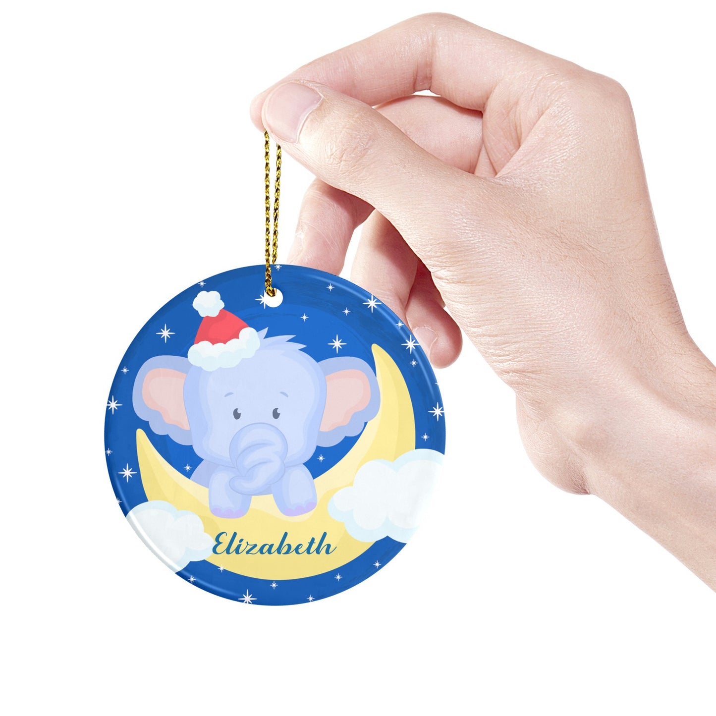 Baby Elephant Christmas Ornaments Custom Name Santa Gift