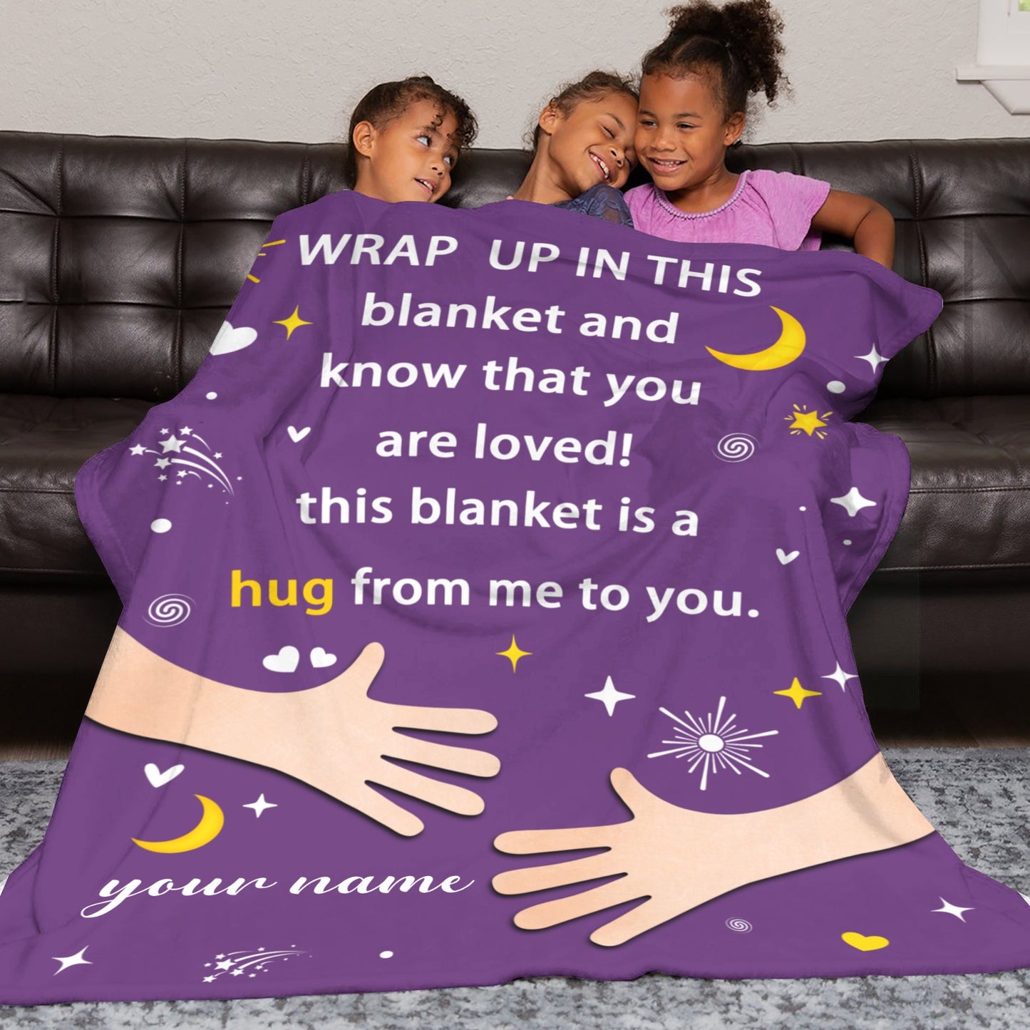 Purple Flannel Blanket Custom Name Blanket Gift for Men Women