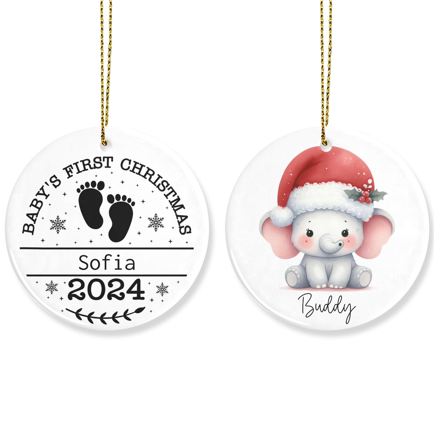 baby Christmas Ornaments Custom Name Santa Gift