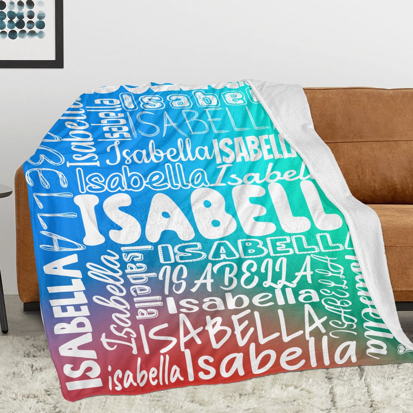 Three Color Gradient Flannel Blanket Name Blanket Personalized Blanket for Adult Kids Flannel Customize Throw Blanket Custom