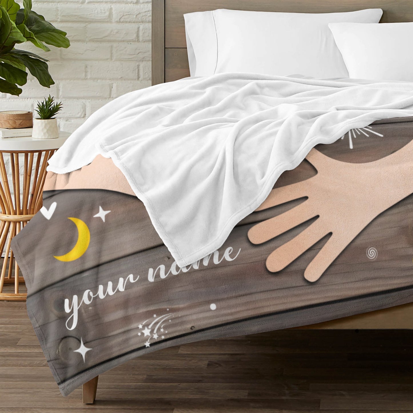 Wood Flannel Blanket Custom Name Blanket Gift for Men Women