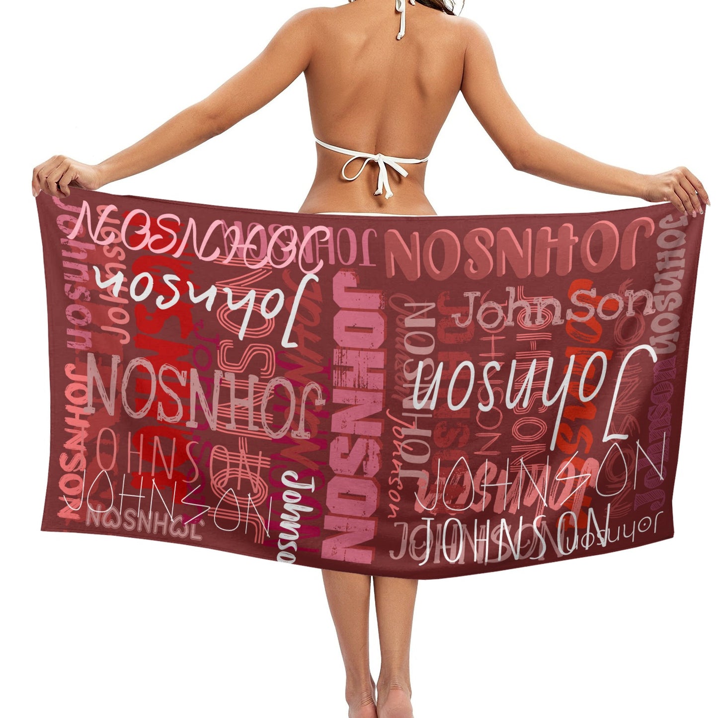 Red Beach Towel Custom Cotton/Poly Blend Pool Towel - Blue - Personalize with Your Name - Standard Size
