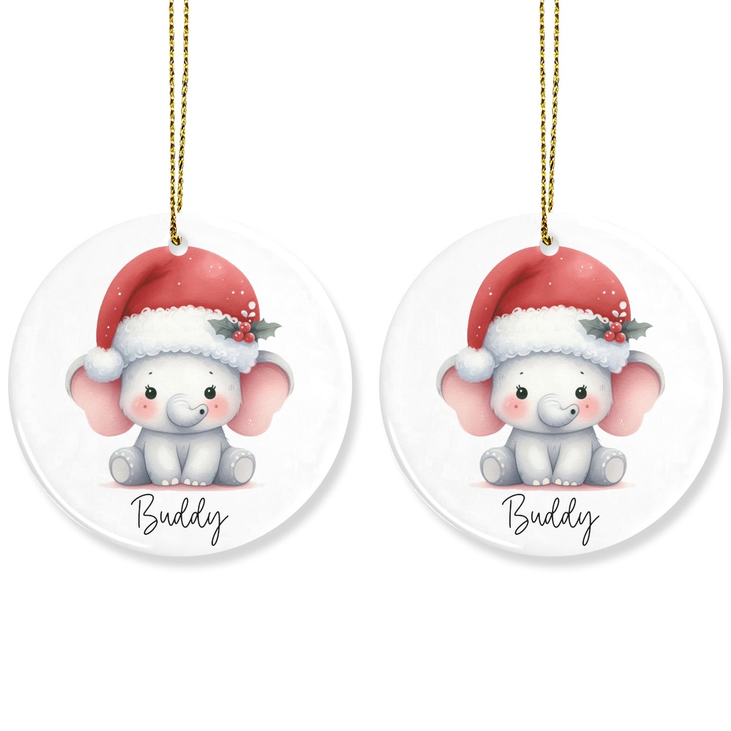 Christmas Elephant Christmas Ornaments Custom Name Santa Gift