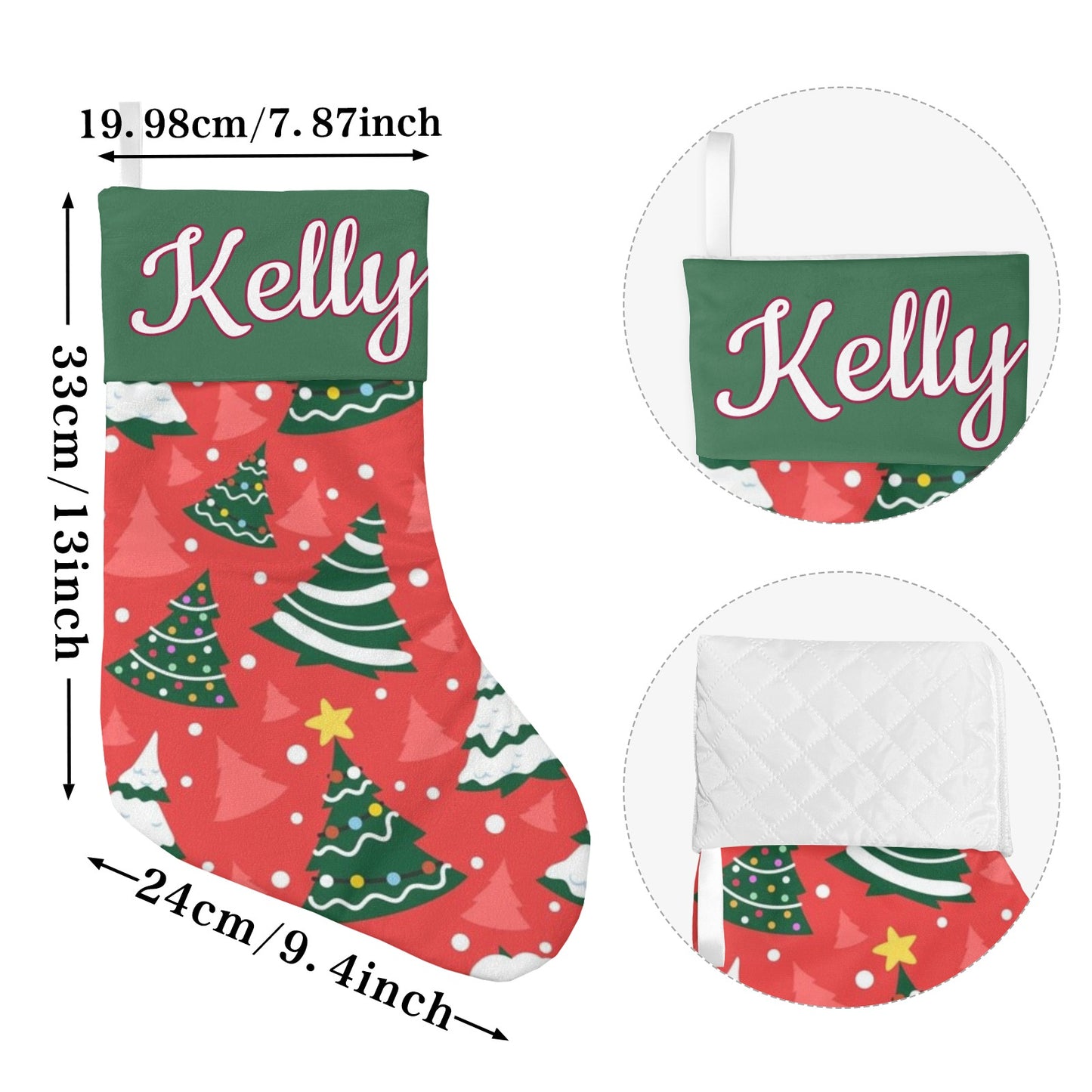 Christmas Tree Red Christmas Stocking Custom Name Santa Socks Gift
