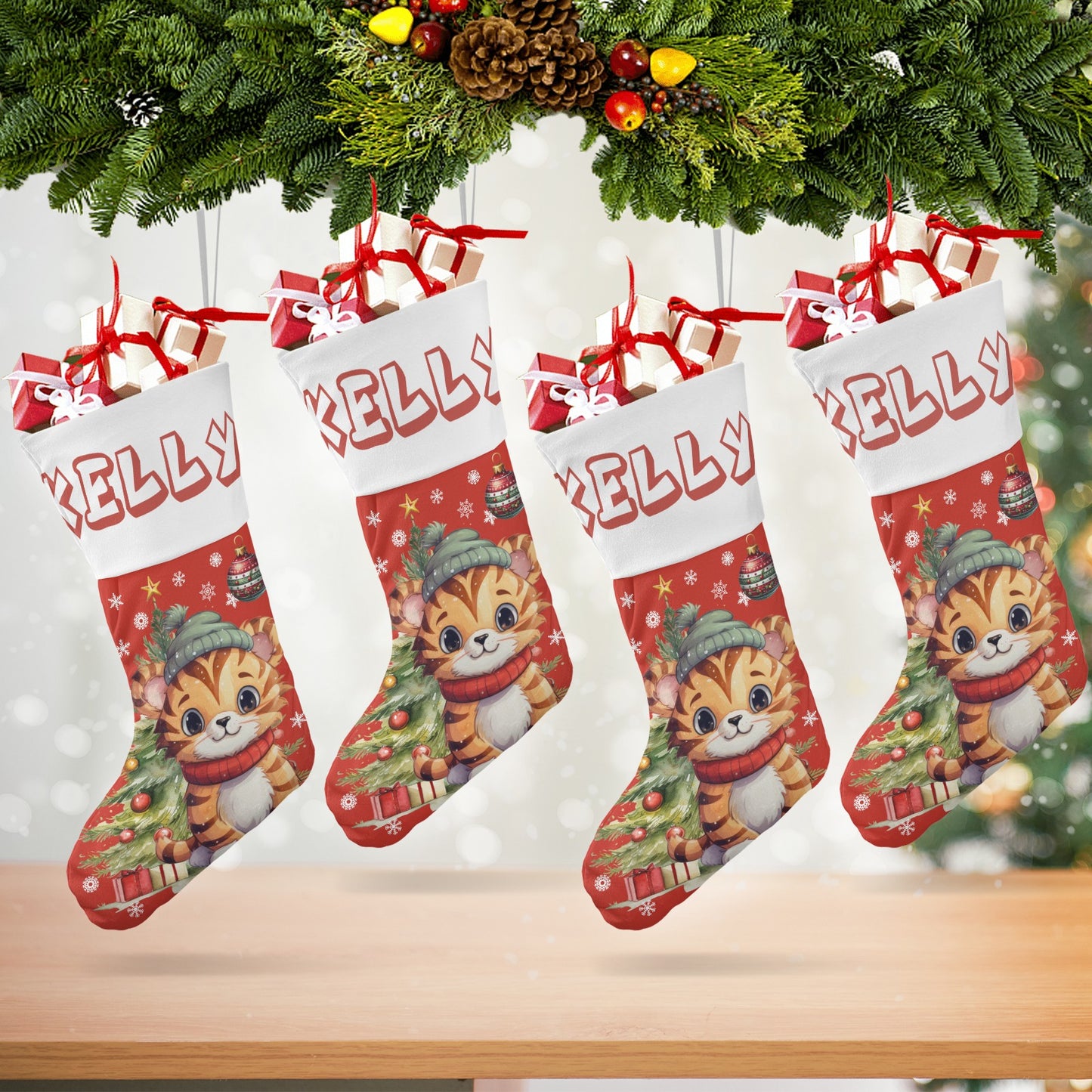 Christmas Ball Christmas Stocking Custom Name Santa Socks Gift