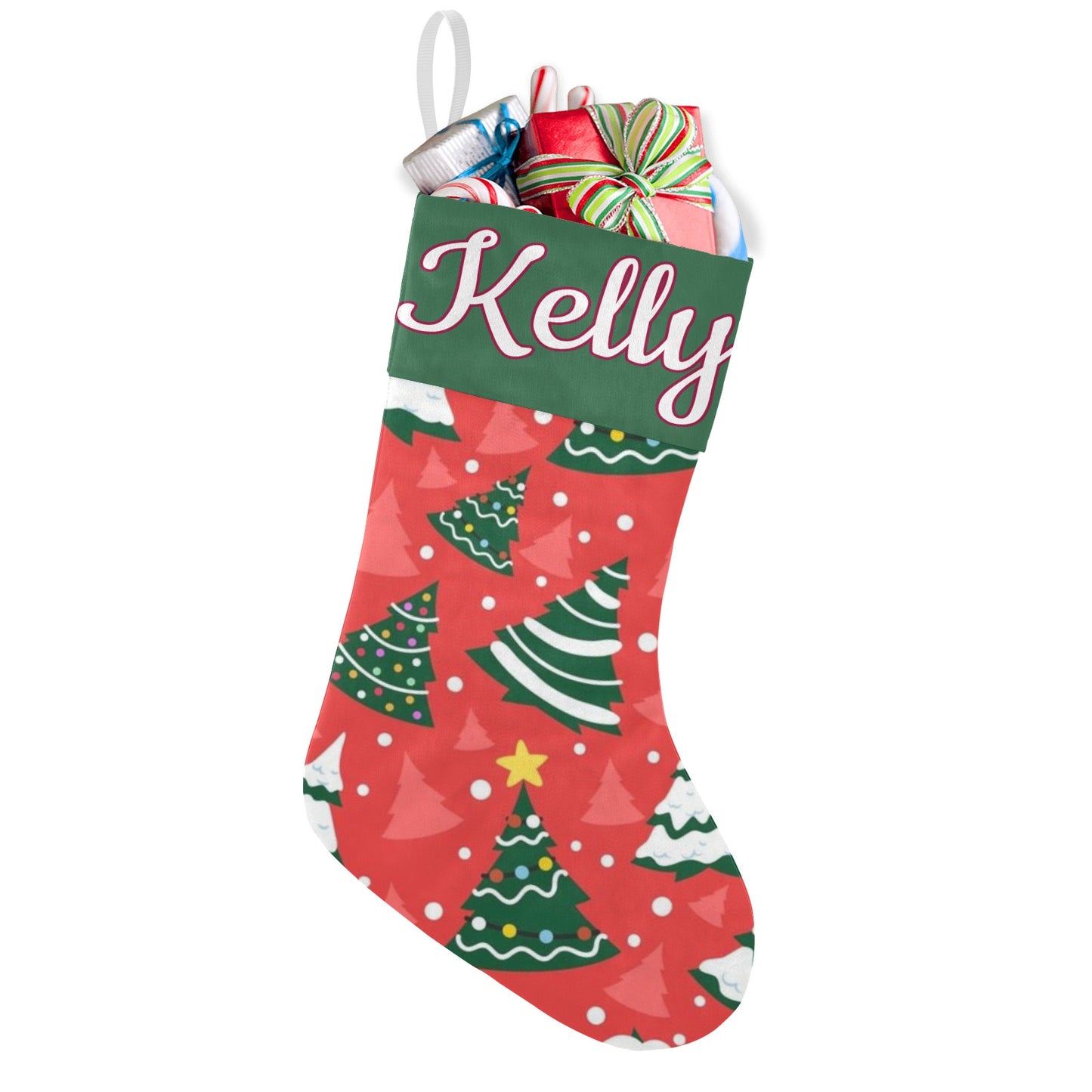 Christmas Tree Red Christmas Stocking Custom Name Santa Socks Gift