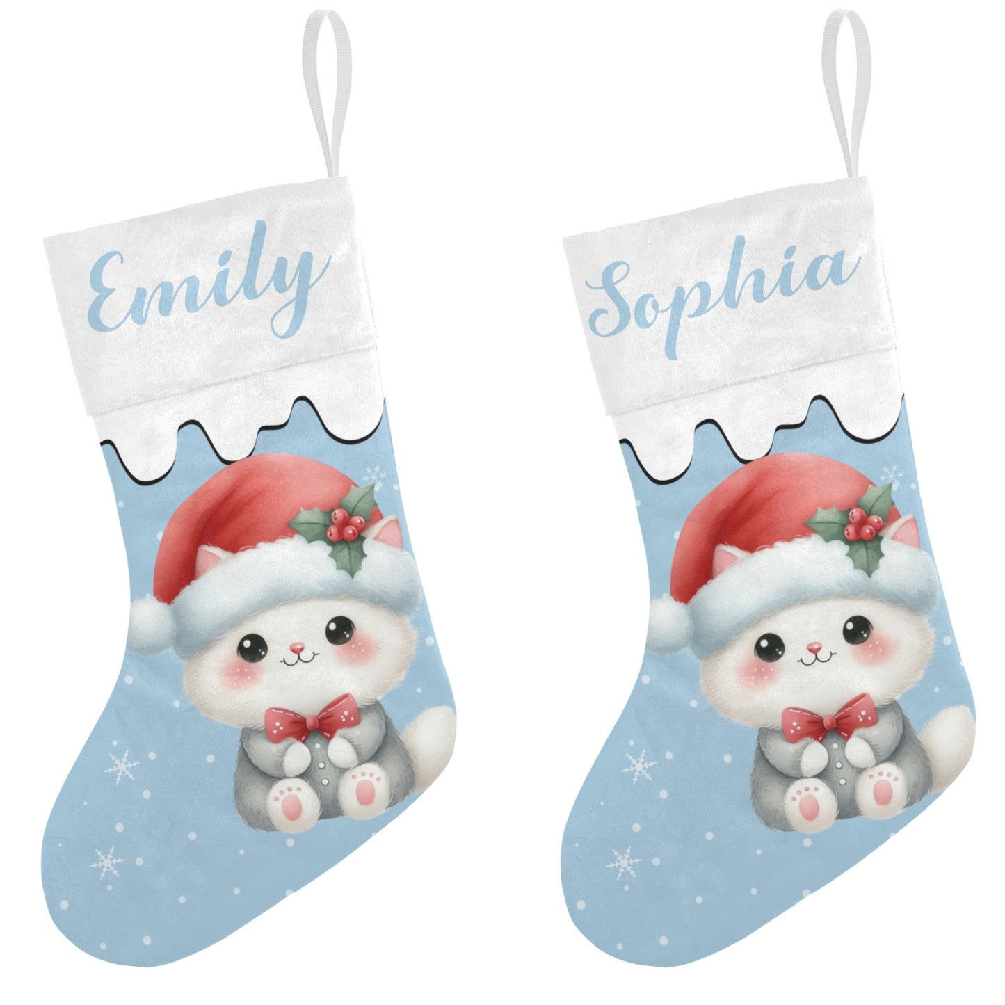Cute Rabbit Christmas Stocking Custom Name Christmas Socks Gift
