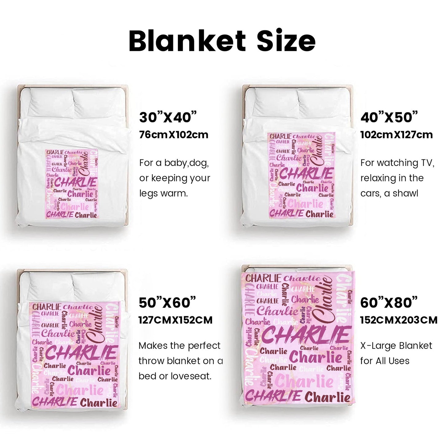 Pink Flannel Blanket Custom Name Blanket Gift for Men Women