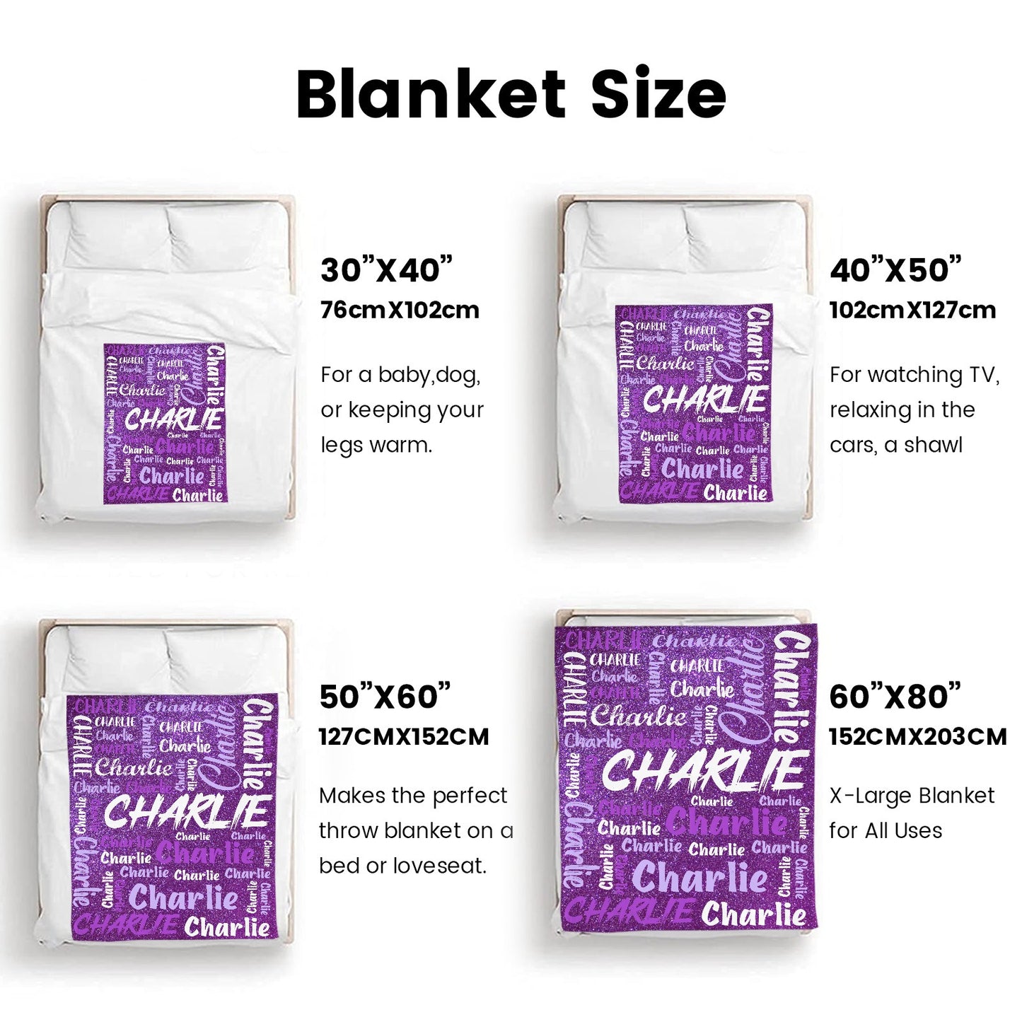 Purple Flannel Blanket Custom Name Blanket Gift for Men Women