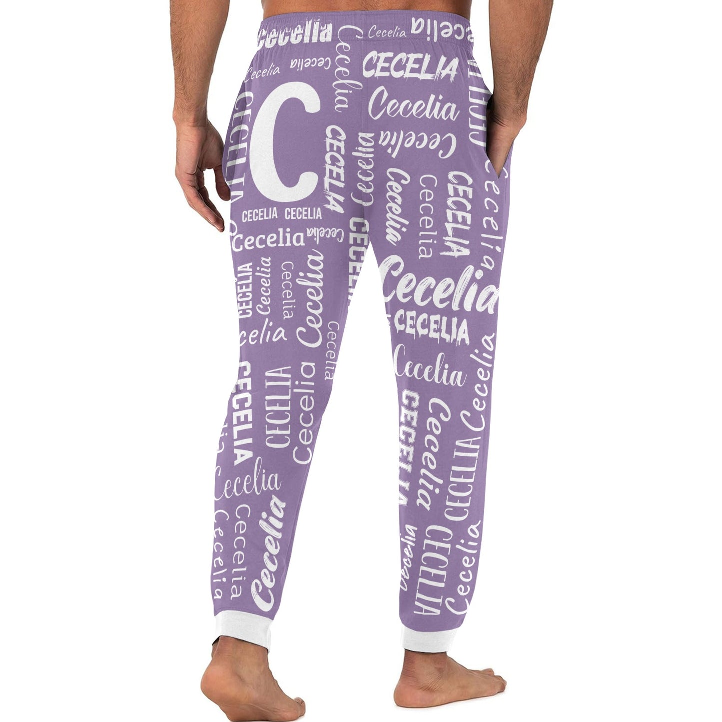 Monogram Purple Men S Pajama Pants Personalized Funny Sleepwear Pants Customized Pj Trousers Gifts for Him