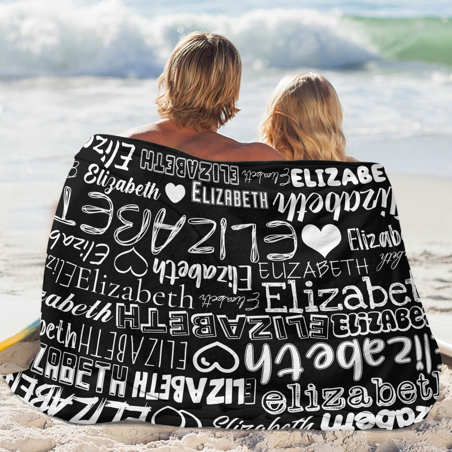 Black Flannel Blanket Name Blanket Personalized Blanket for Adult Kids Flannel Customize Throw Blanket Custom