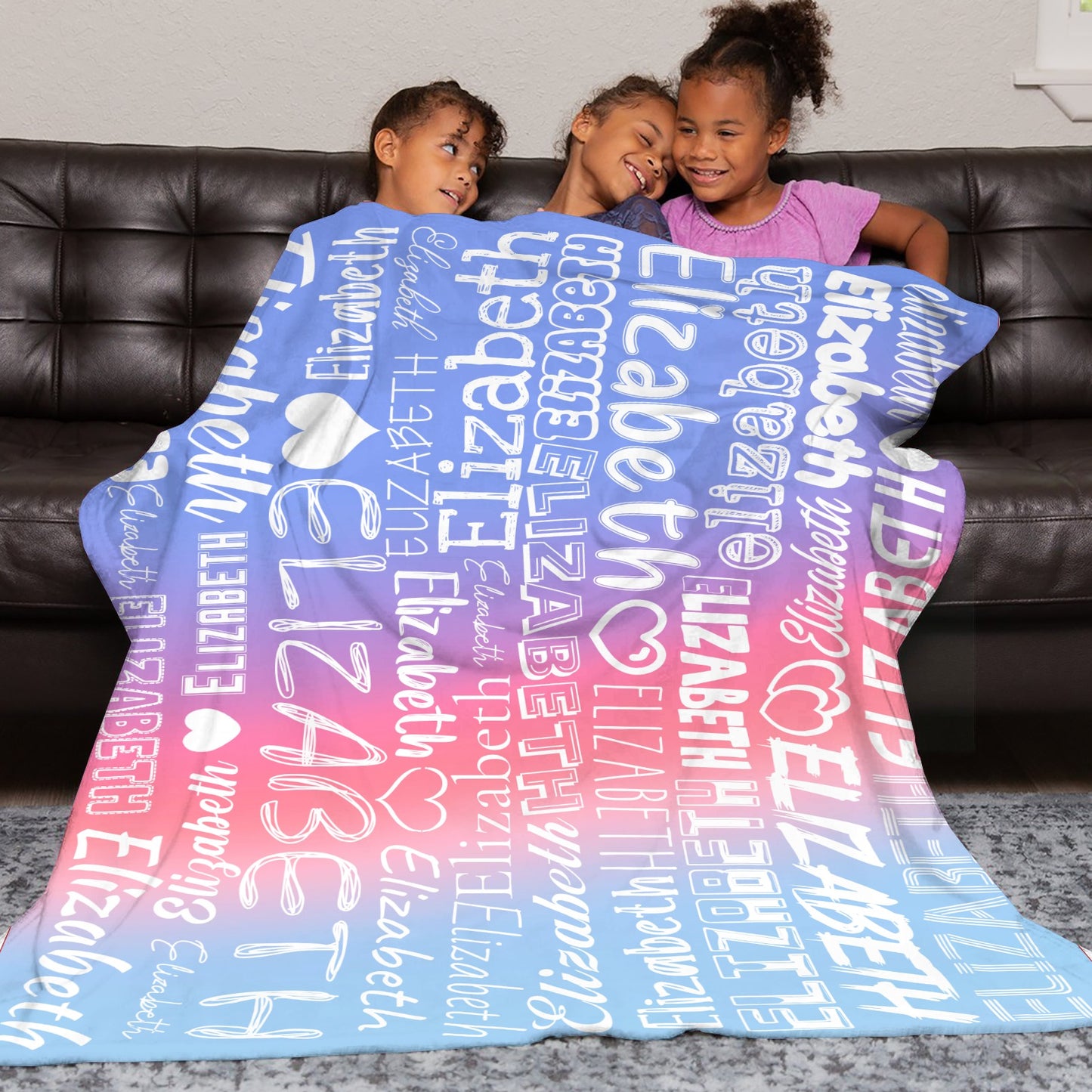 Purple Flannel Blanket Name Blanket Personalized Blanket for Adult Kids Flannel Customize Throw Blanket Custom