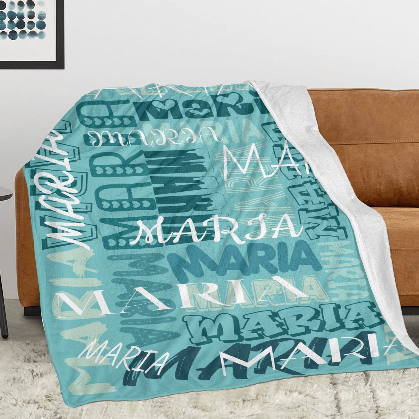 Blue Grey Flannel Blanket Name Blanket Personalized Blanket for Adult Kids Flannel Customize Throw Blanket Custom