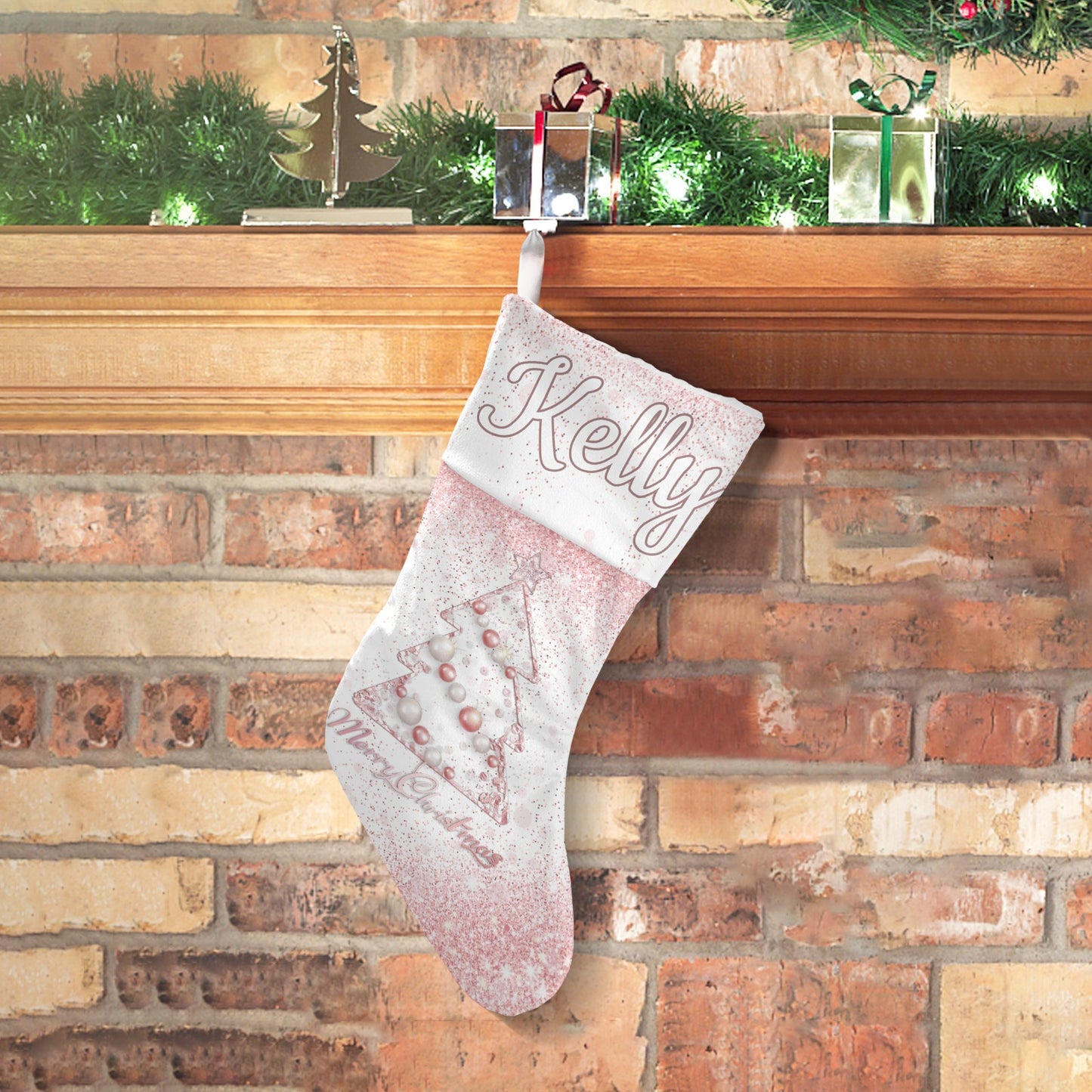 Christmas Tree Christmas Stocking Custom Name Santa Socks Gift