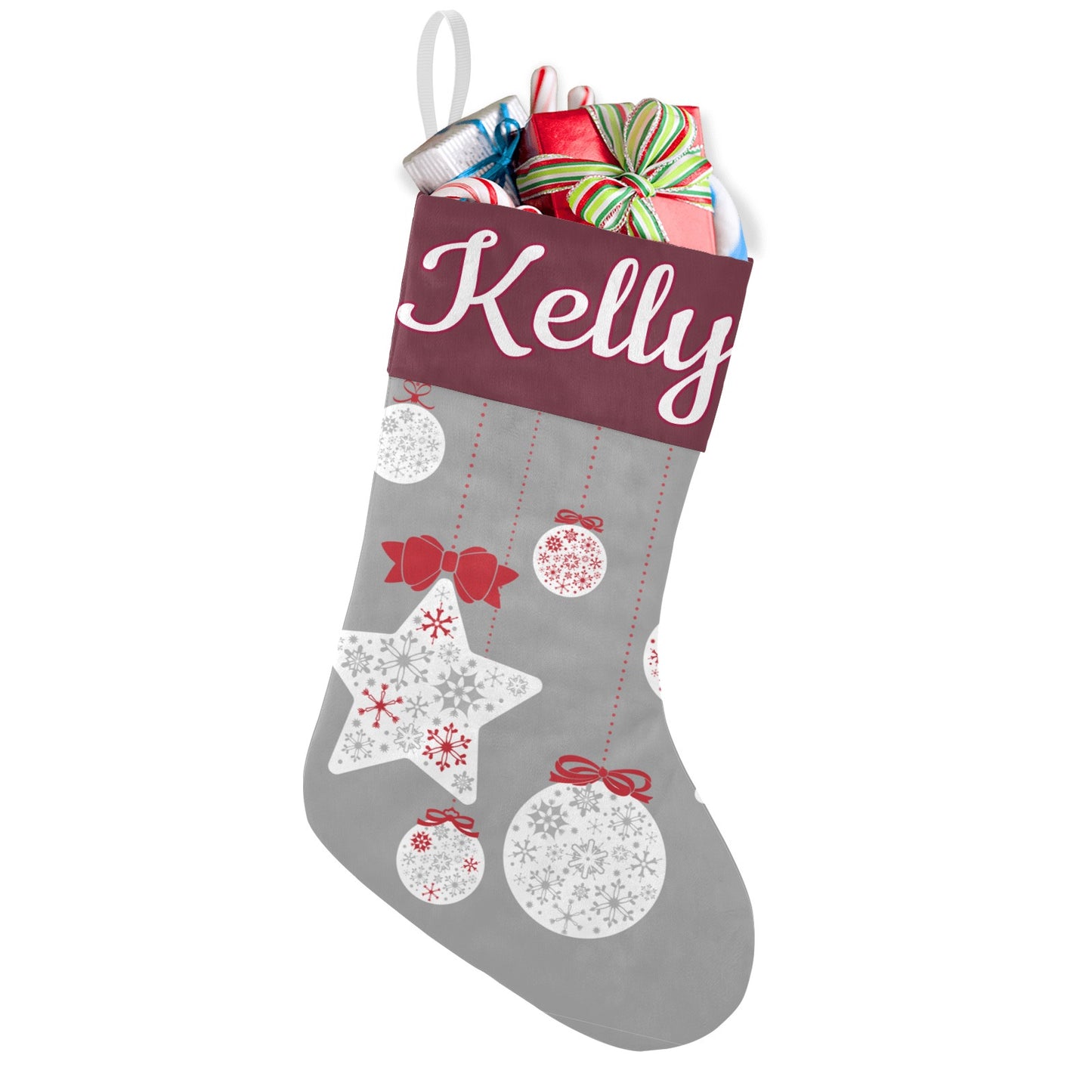 Pentagram Snowflake Christmas Stocking Custom Name Santa Socks Gift