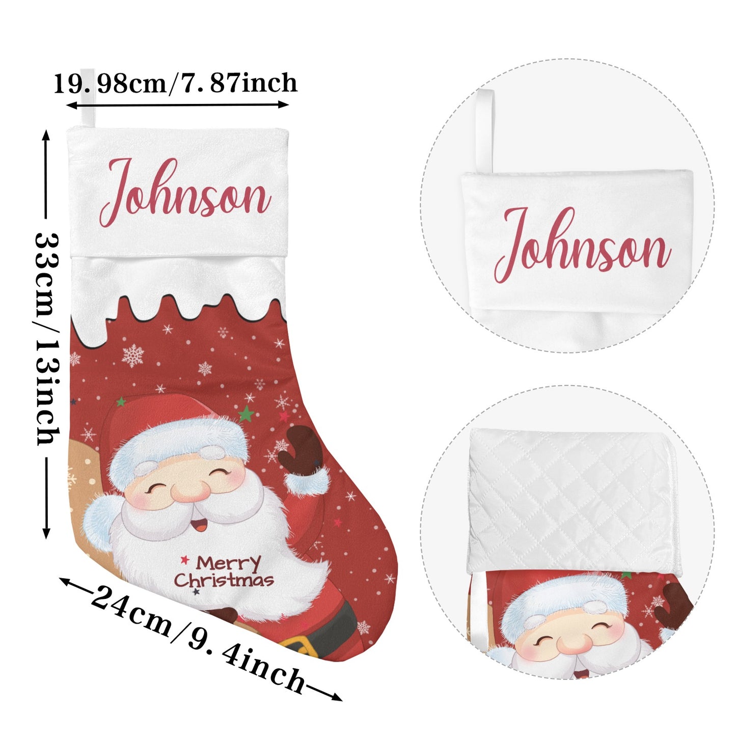 Santa Claus Christmas Stocking Custom Name Christmas Socks Gift