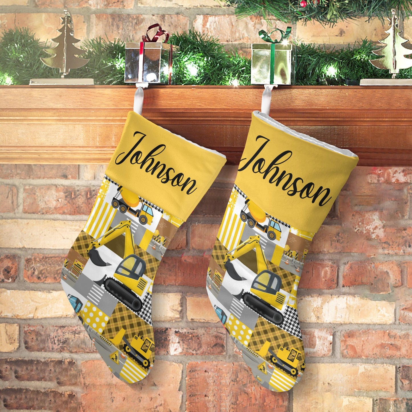 Truck Tractor Christmas Stocking Custom Name Christmas Socks Gift