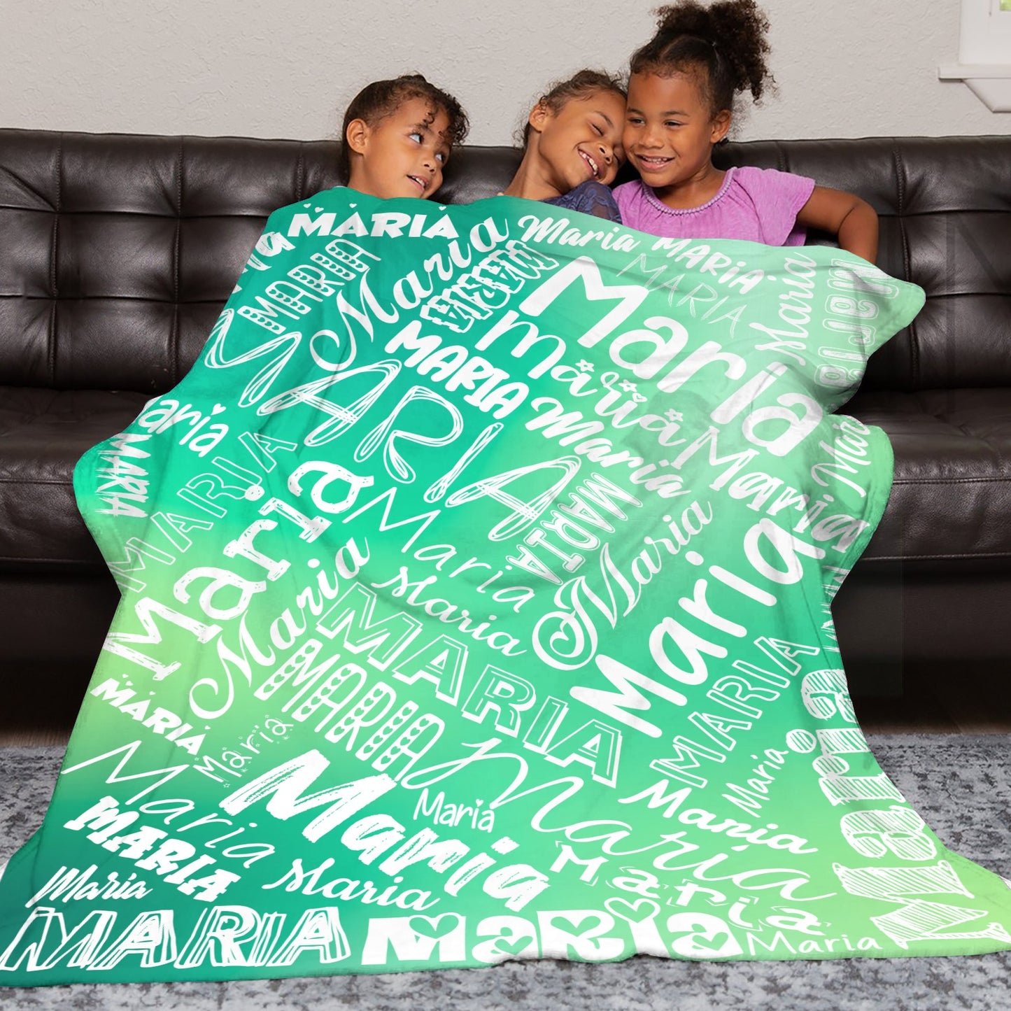 Green Flannel Blanket Name Blanket Personalized Blanket for Adult Kids Flannel Customize Throw Blanket Custom