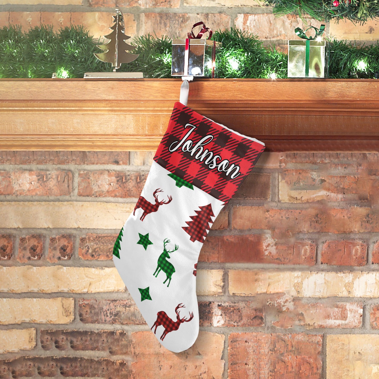 Deer Christmas Stocking Custom Name Christmas Socks Gift